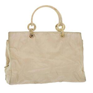 PRADA Hand Bag Nylon Beige Auth
